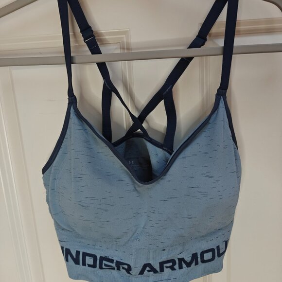 Under Armour Women's Seamless Low Impact Long Sports Bra Tech Blue Large - Picture 6 of 11
